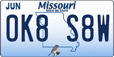 MO license plate OK8S8W