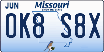 MO license plate OK8S8X