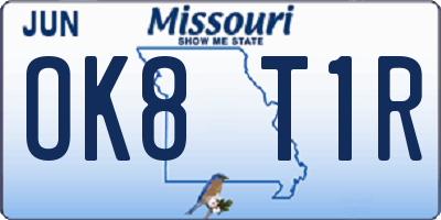 MO license plate OK8T1R