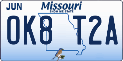 MO license plate OK8T2A
