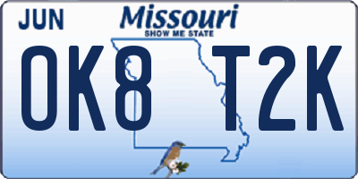 MO license plate OK8T2K