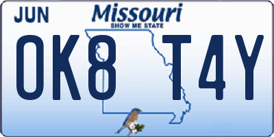 MO license plate OK8T4Y