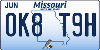 MO license plate OK8T9H