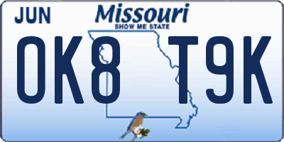 MO license plate OK8T9K
