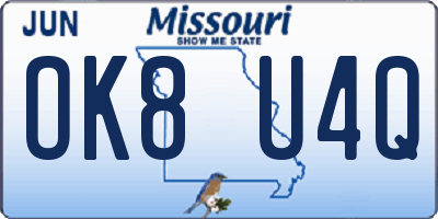 MO license plate OK8U4Q