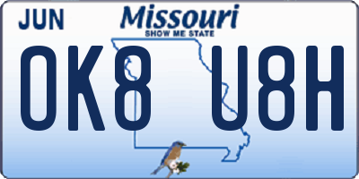 MO license plate OK8U8H