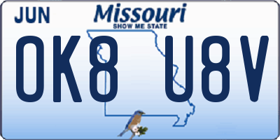 MO license plate OK8U8V