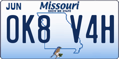 MO license plate OK8V4H