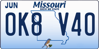 MO license plate OK8V4O