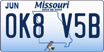 MO license plate OK8V5B