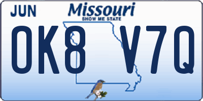 MO license plate OK8V7Q