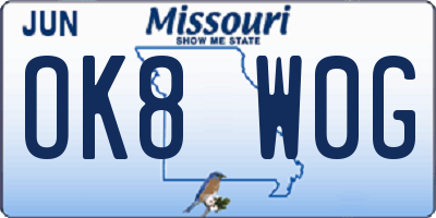 MO license plate OK8W0G