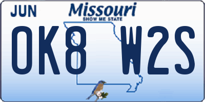 MO license plate OK8W2S