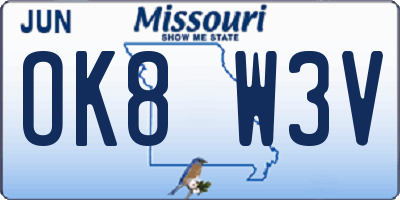 MO license plate OK8W3V