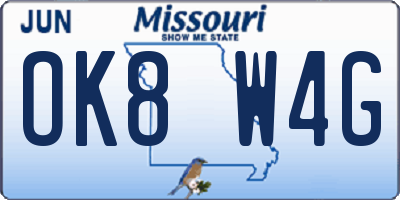 MO license plate OK8W4G
