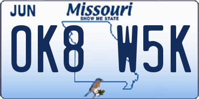 MO license plate OK8W5K