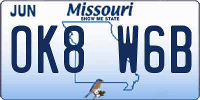 MO license plate OK8W6B