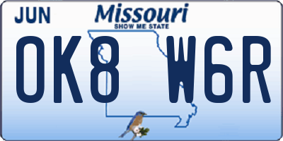 MO license plate OK8W6R