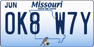 MO license plate OK8W7Y