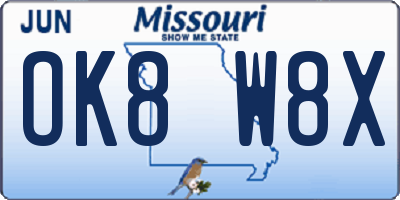 MO license plate OK8W8X