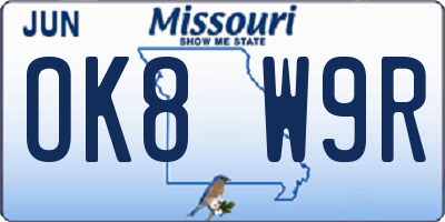 MO license plate OK8W9R