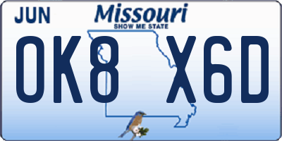 MO license plate OK8X6D