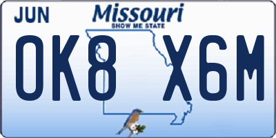 MO license plate OK8X6M