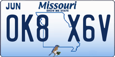 MO license plate OK8X6V