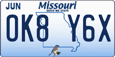 MO license plate OK8Y6X