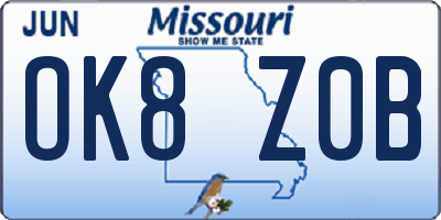 MO license plate OK8Z0B