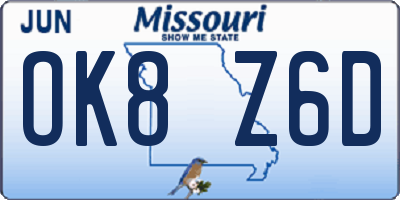 MO license plate OK8Z6D