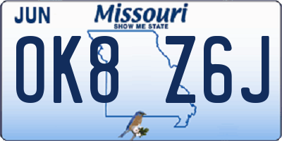 MO license plate OK8Z6J