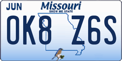 MO license plate OK8Z6S