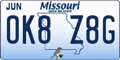 MO license plate OK8Z8G