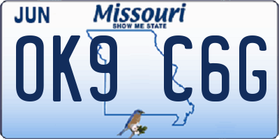 MO license plate OK9C6G