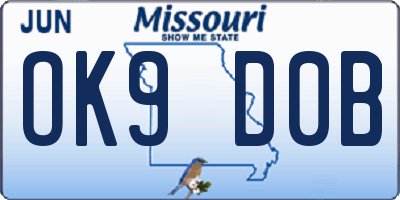 MO license plate OK9D0B