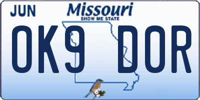 MO license plate OK9D0R