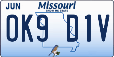 MO license plate OK9D1V