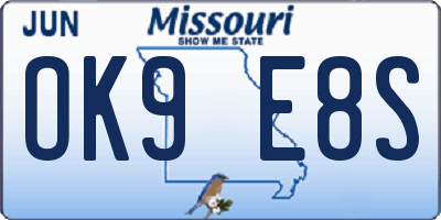 MO license plate OK9E8S