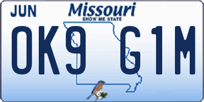 MO license plate OK9G1M