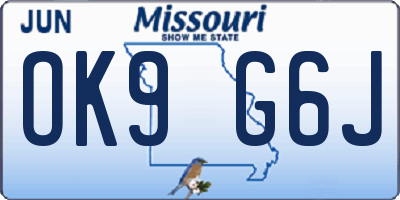 MO license plate OK9G6J