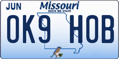 MO license plate OK9H0B