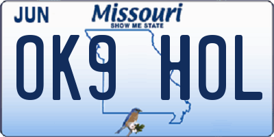 MO license plate OK9H0L