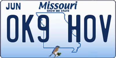 MO license plate OK9H0V