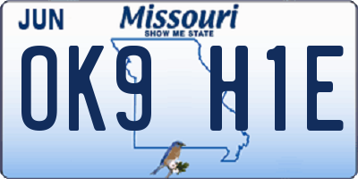 MO license plate OK9H1E