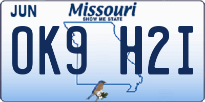 MO license plate OK9H2I