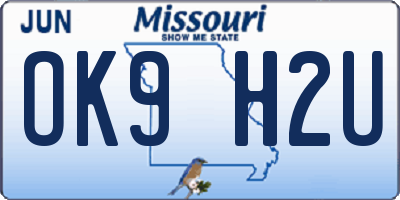 MO license plate OK9H2U