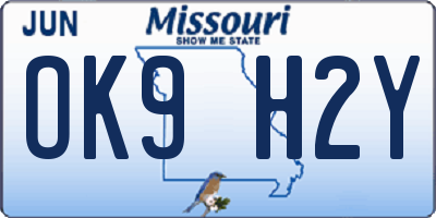 MO license plate OK9H2Y
