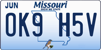 MO license plate OK9H5V