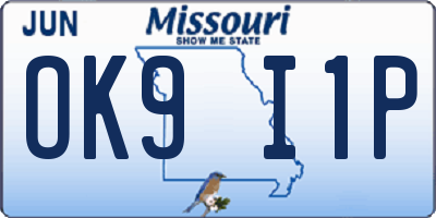MO license plate OK9I1P